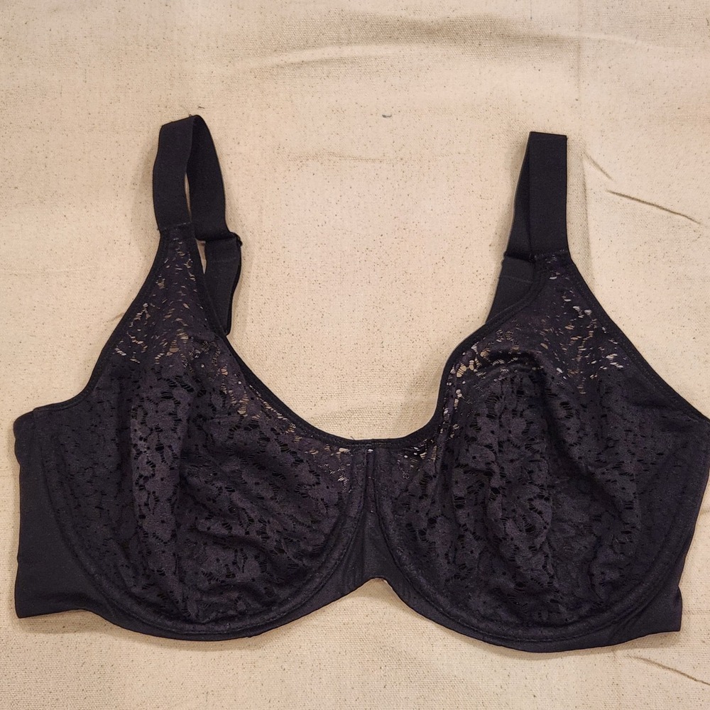 New Chantelle Group 617 Norah Full Coverage Underwire Bra Black 38DD Lace
